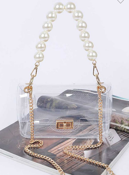 PEARL HANDLE CLEAR PURSE