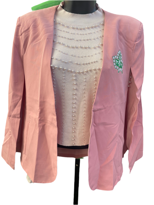 SALMON PINK & APPLE GREEN  CAPE BLAZER