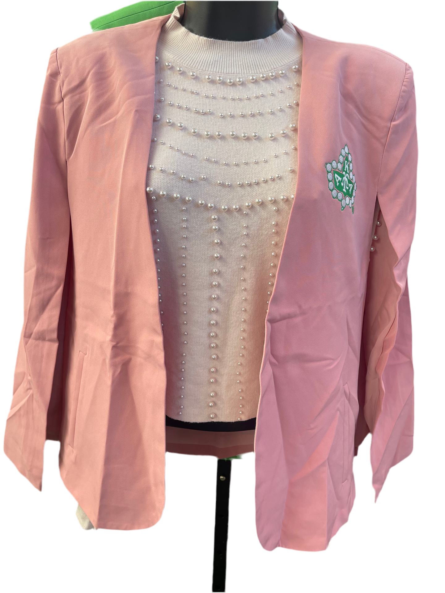 SALMON PINK & APPLE GREEN  CAPE BLAZER