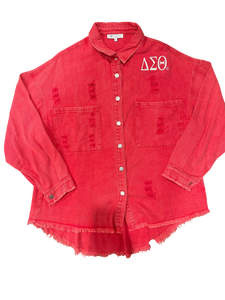 RED DENIM SHIRT