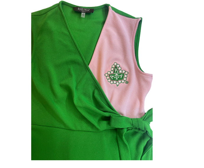 AKA PINK AND GREEN DRESS